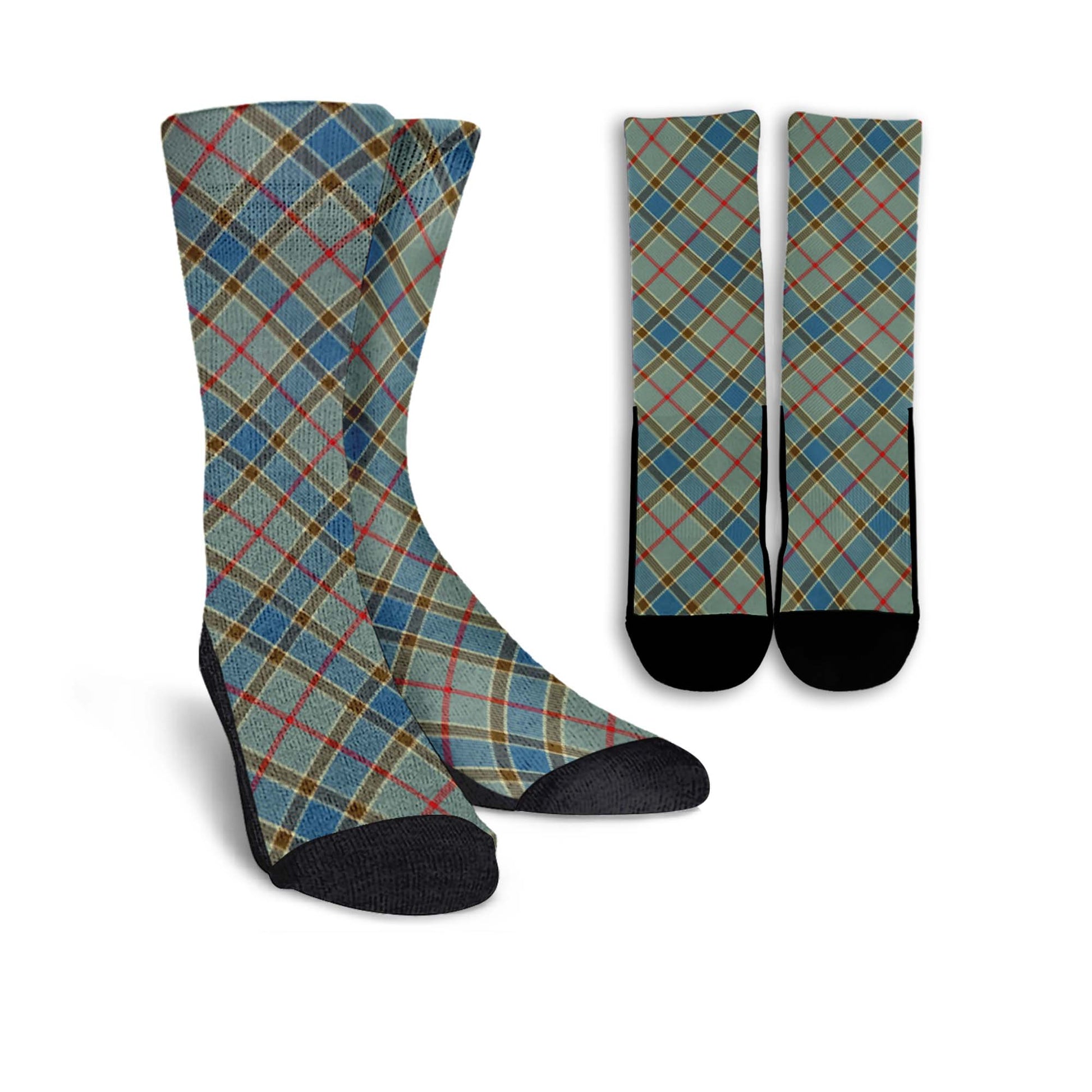 Balfour Blue Tartan Crew Socks Cross Tartan Style - Tartanvibesclothing