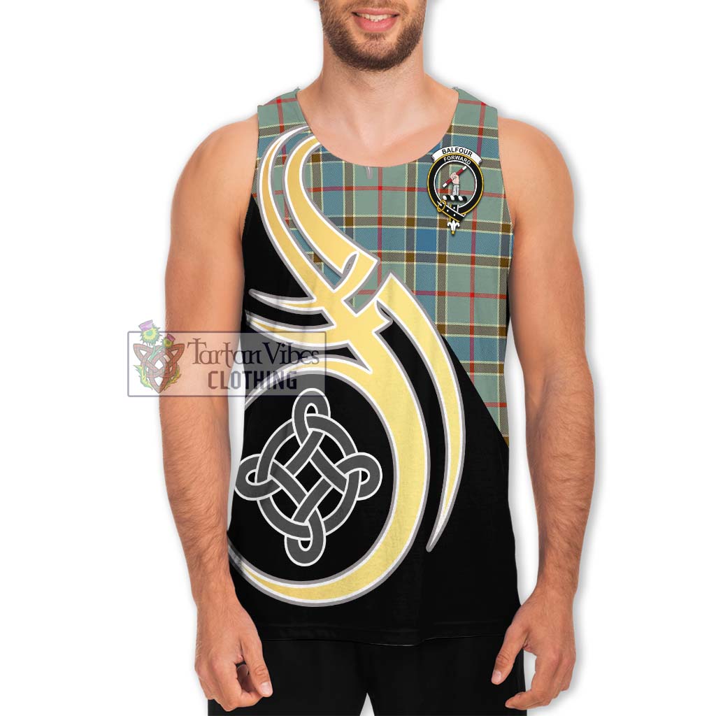 Balfour Blue Tartan Men's Tank Top with Family Crest and Celtic Symbol Style Men - Tartan Vibes Clothing