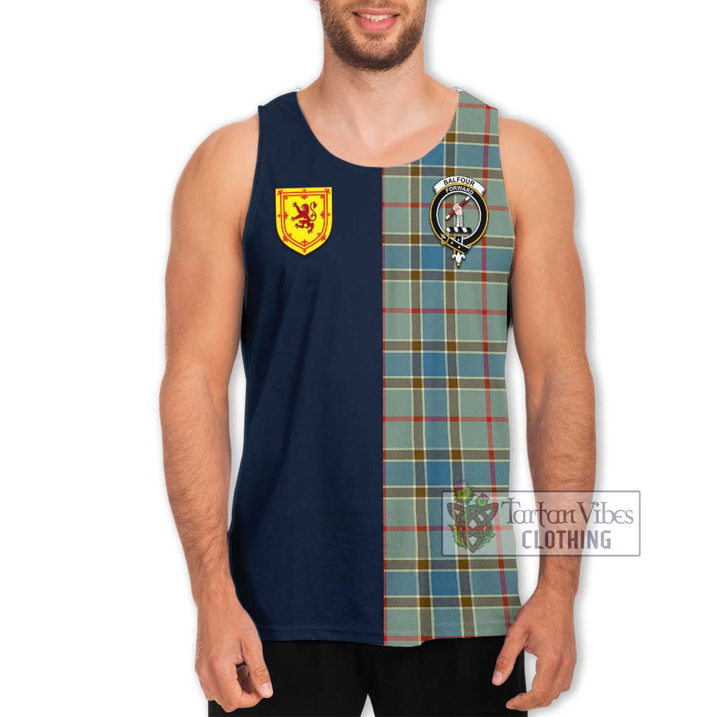 Tartan Vibes Clothing Balfour Blue Tartan Men's Tank Top with Scottish Lion Royal Arm Half Style