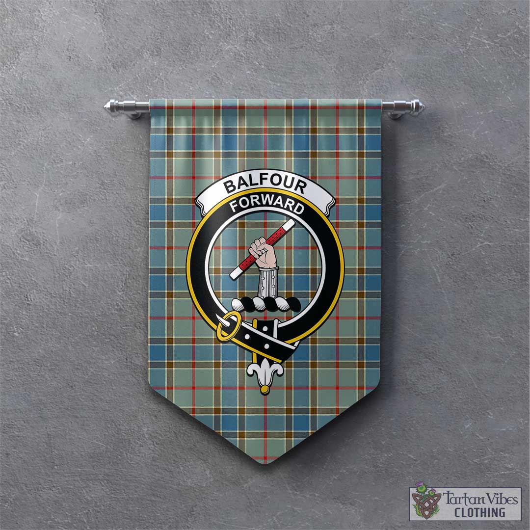 Tartan Vibes Clothing Balfour Blue Tartan Gonfalon, Tartan Banner with Family Crest