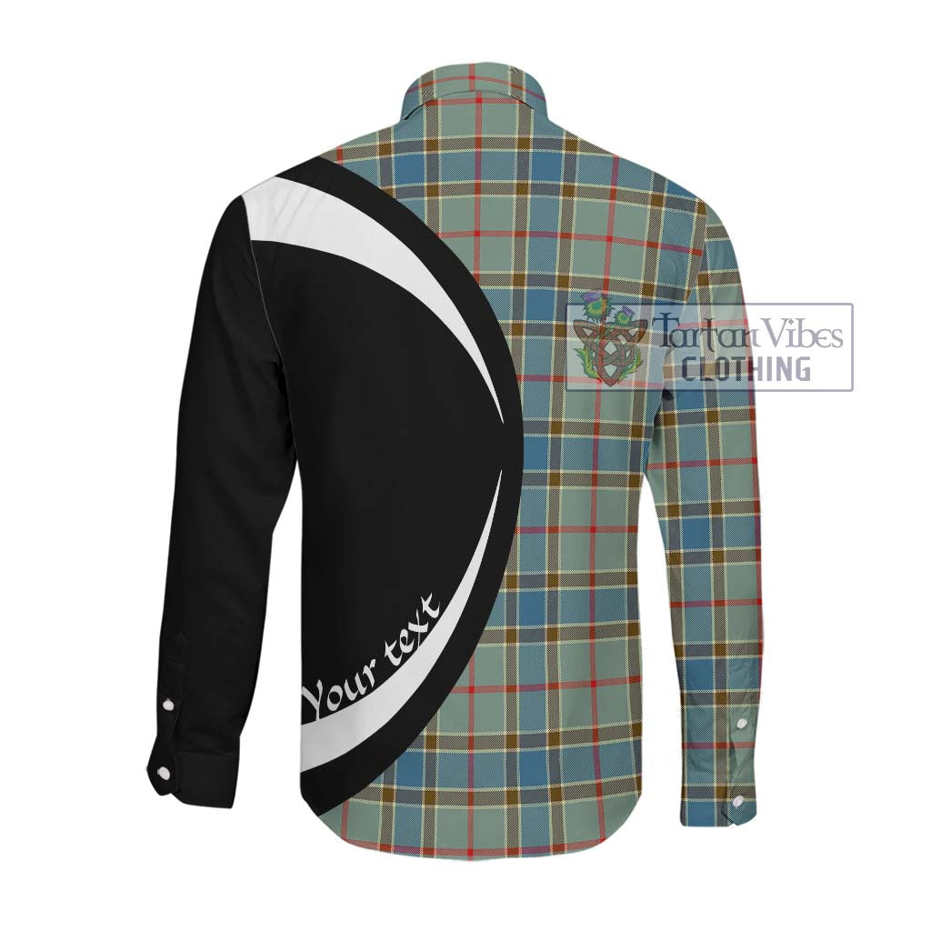 Tartan Vibes Clothing Balfour Blue Tartan Long Sleeve Button Up with Family Crest Circle Style