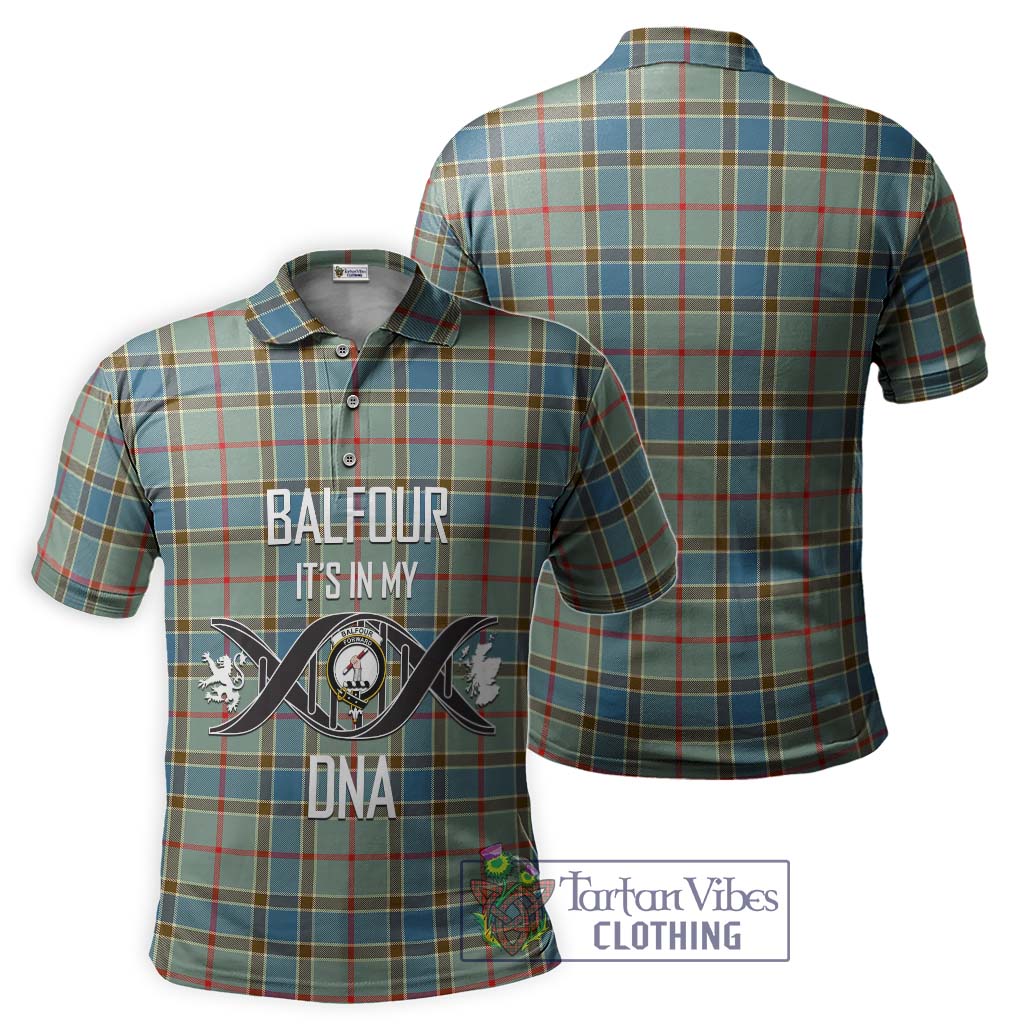 Tartan Vibes Clothing Balfour Blue Tartan Polo Shirt with Family Crest DNA In Me Style