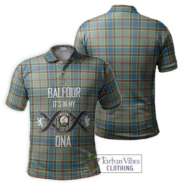 Balfour Blue Tartan Polo Shirt with Family Crest DNA In Me Style