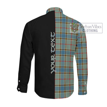 Balfour Blue Tartan Long Sleeve Button Shirt with Family Crest and Half Of Me Style