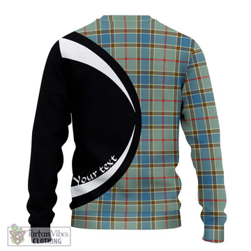 Balfour Blue Tartan Ugly Sweater with Family Crest Circle Style