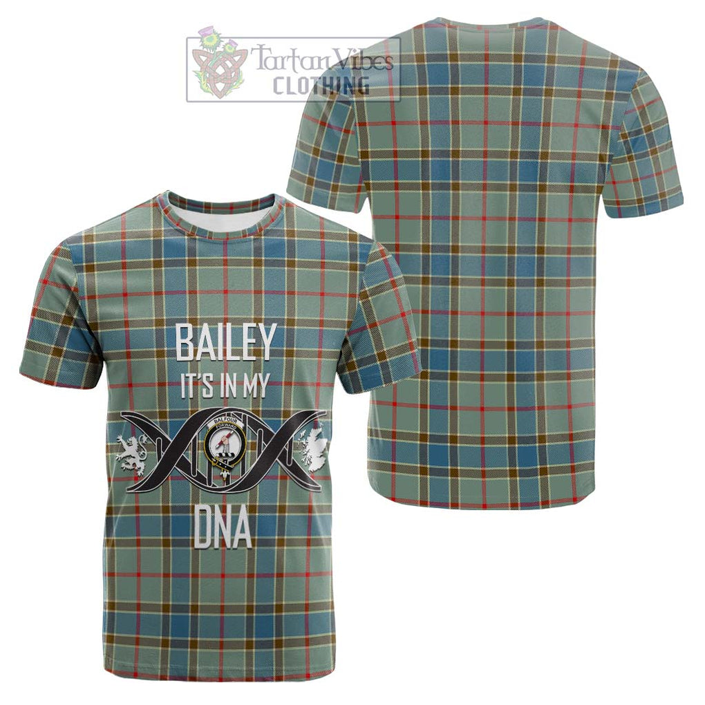 Tartan Vibes Clothing Balfour Blue Tartan Cotton T-shirt with Family Crest DNA In Me Style