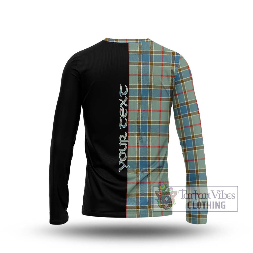 Balfour Blue Tartan Long Sleeve T-Shirt with Family Crest and Half Of Me Style - Tartanvibesclothing Shop