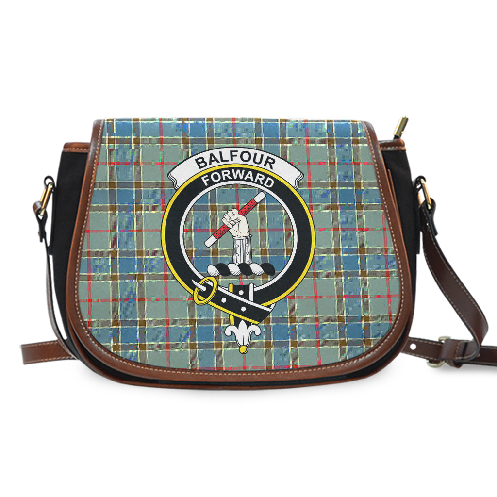 Balfour Blue Tartan Saddle Bag with Family Crest - Tartan Vibes Clothing