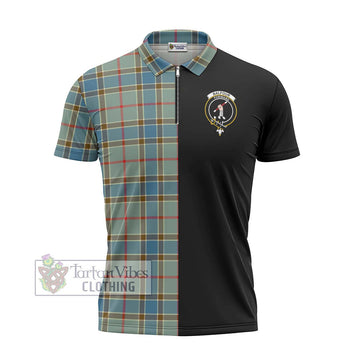 Balfour Blue Tartan Zipper Polo Shirt with Family Crest and Half Of Me Style