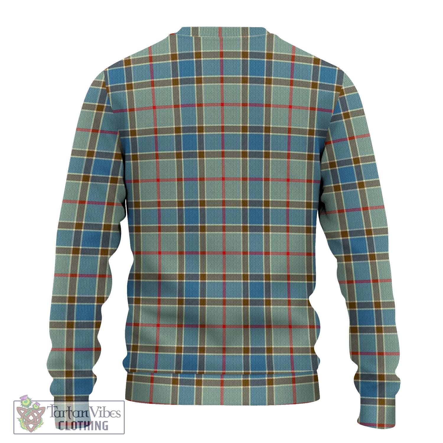 Tartan Vibes Clothing Balfour Blue Tartan Knitted Sweater with Family Crest DNA In Me Style