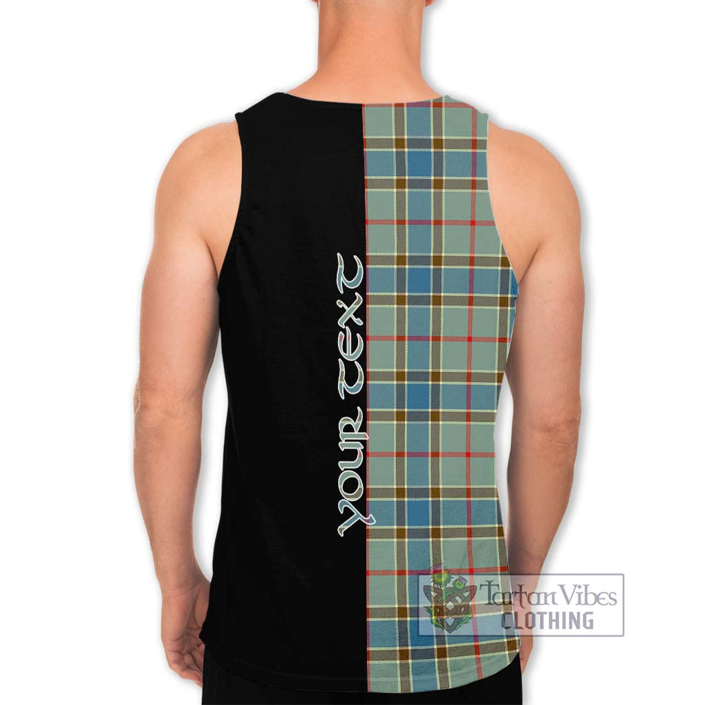 Balfour Blue Tartan Men's Tank Top with Family Crest and Half Of Me Style - Tartanvibesclothing Shop