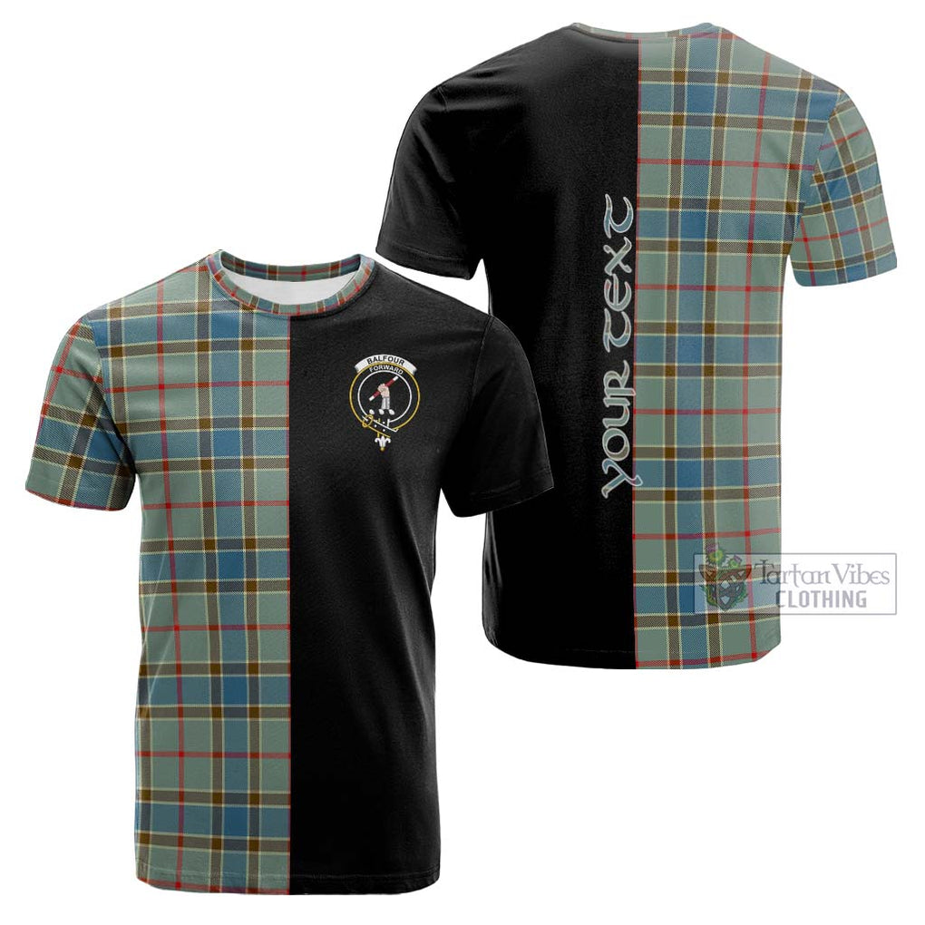 Tartan Vibes Clothing Balfour Blue Tartan Cotton T-shirt with Family Crest and Half Of Me Style