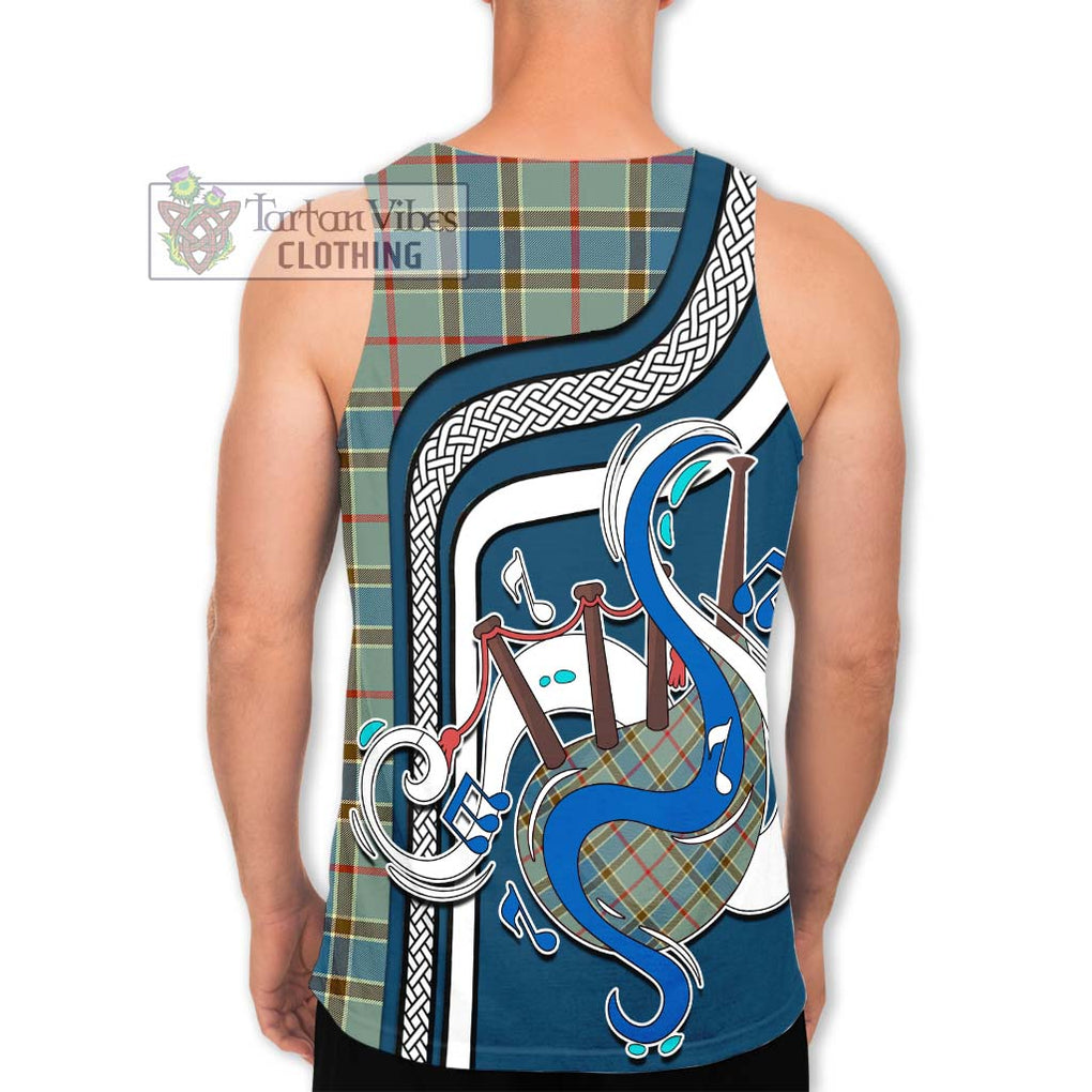 Balfour Blue Tartan Men's Tank Top with Epic Bagpipe Style - Tartanvibesclothing Shop