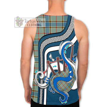 Balfour Blue Tartan Men's Tank Top with Epic Bagpipe Style