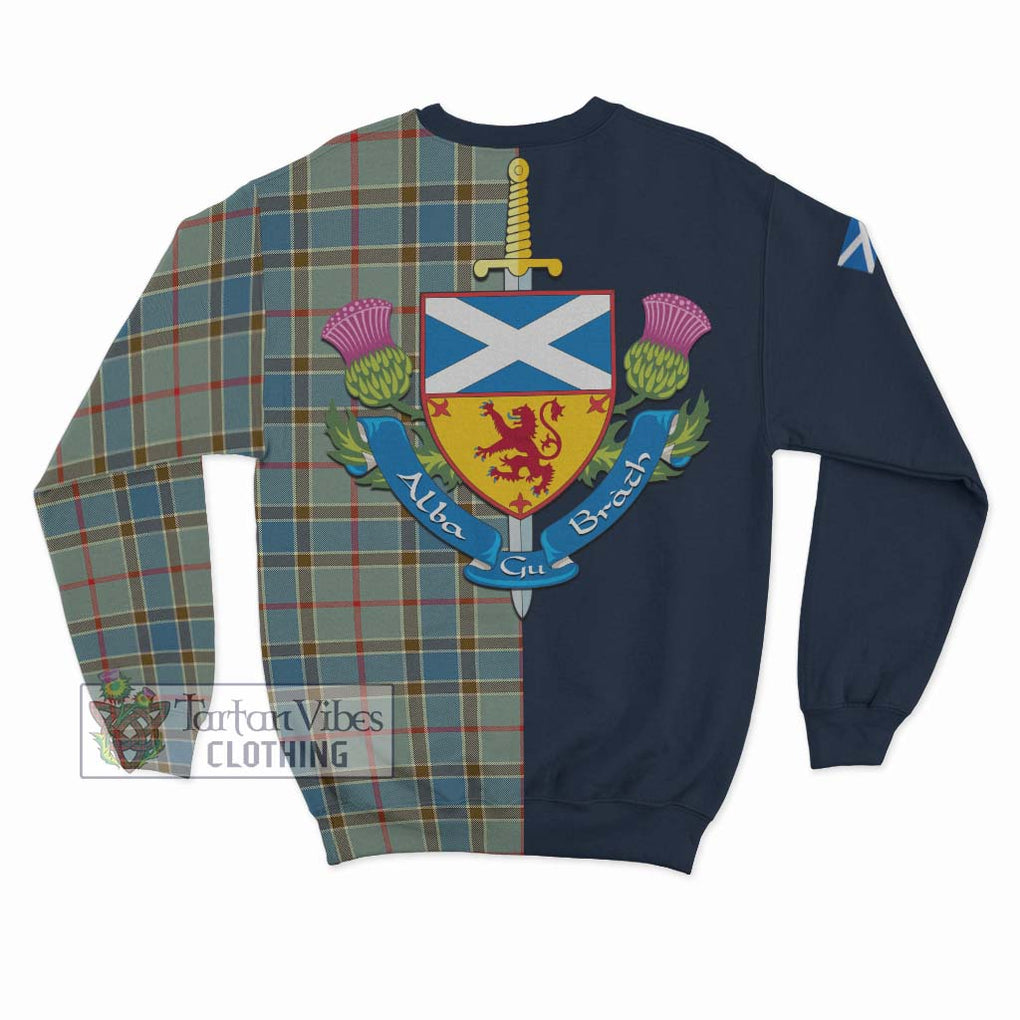 Tartan Vibes Clothing Balfour Blue Tartan Sweatshirt with Scottish Lion Royal Arm Half Style