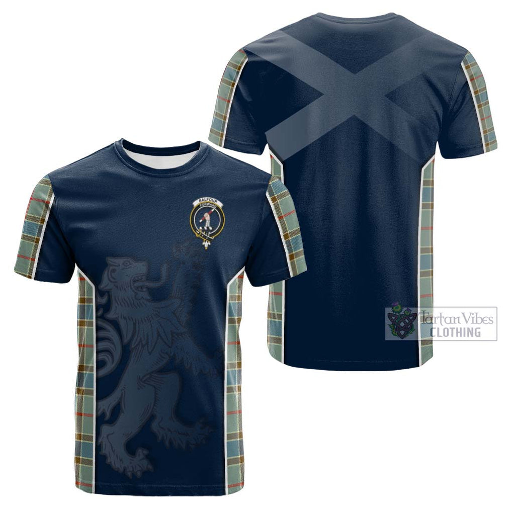 Tartan Vibes Clothing Balfour Blue Tartan Cotton T-shirt with Family Crest and Lion Rampant Vibes Sport Style