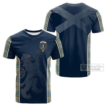 Balfour Blue Tartan Cotton T-shirt with Family Crest and Lion Rampant Vibes Sport Style