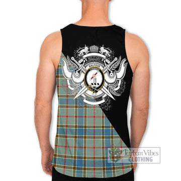 Balfour Blue Tartan Men's Tank Top with Family Crest and Military Logo Style