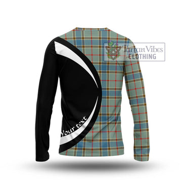 Balfour Blue Tartan Long Sleeve T-Shirt with Family Crest Circle Style