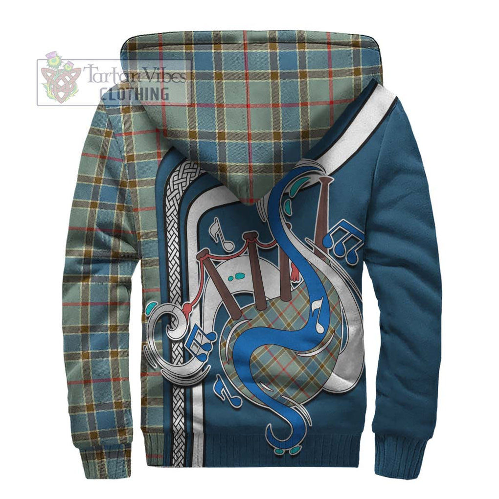 Balfour Blue Tartan Sherpa Hoodie with Epic Bagpipe Style - Tartanvibesclothing Shop