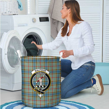 Balfour Blue Tartan Laundry Basket with Family Crest