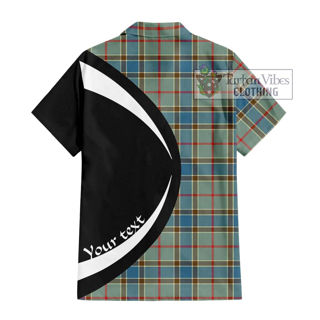 Tartan Vibes Clothing Balfour Blue Tartan Short Sleeve Button Up with Family Crest Circle Style