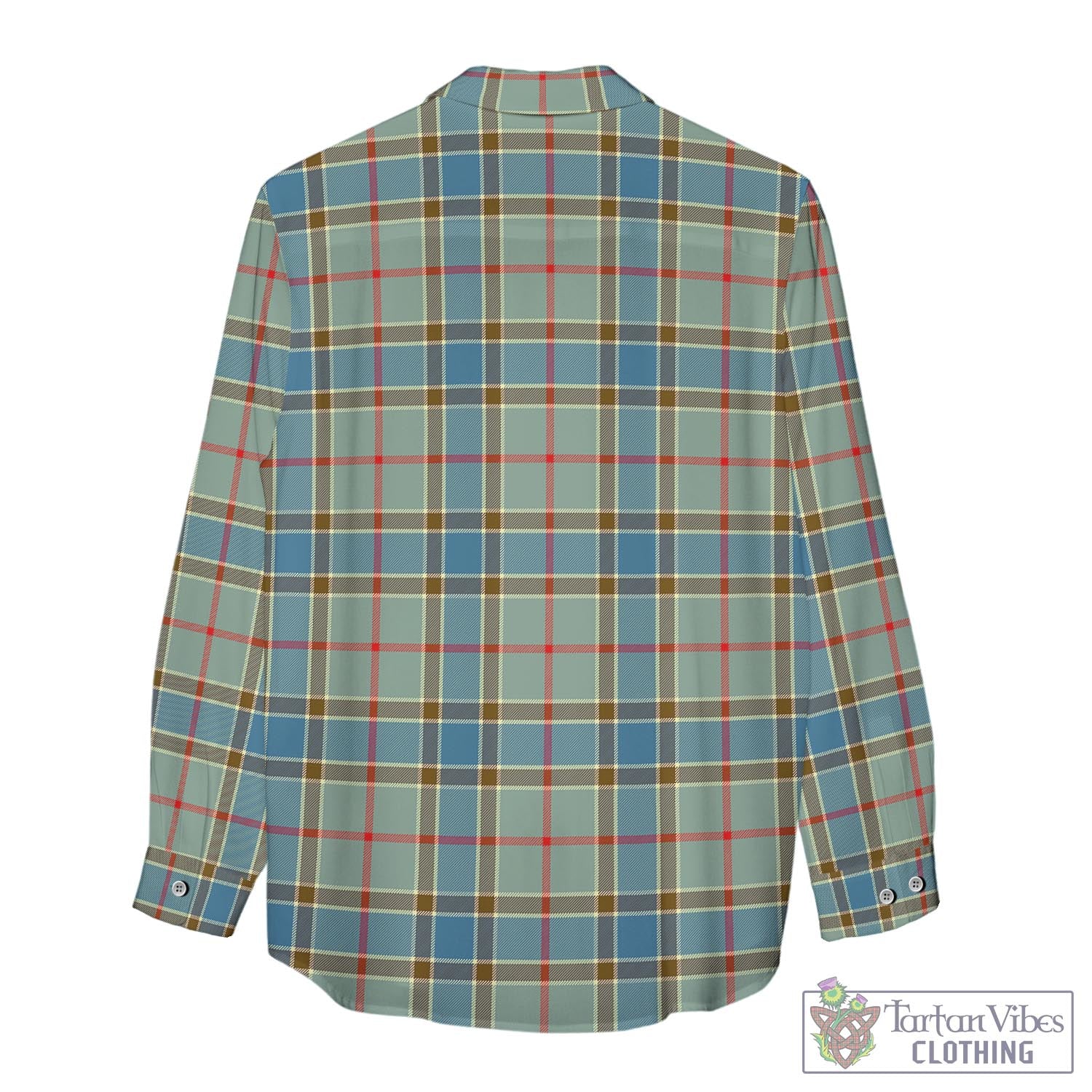 Tartan Vibes Clothing Balfour Blue Tartan Womens Casual Shirt with Family Crest