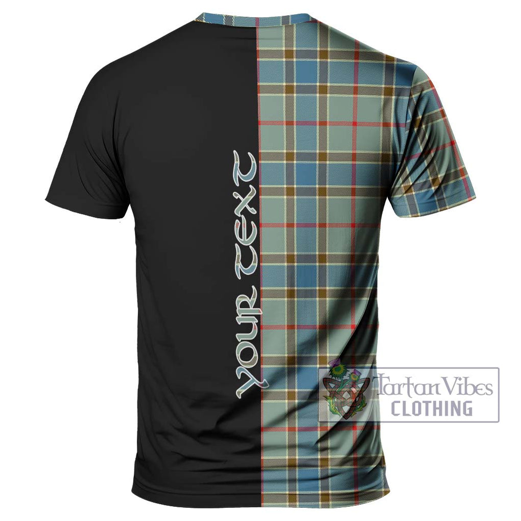 Balfour Blue Tartan T-Shirt with Family Crest and Half Of Me Style - Tartanvibesclothing Shop