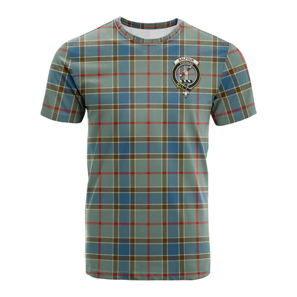 Balfour Blue Tartan T-Shirt with Family Crest - Tartan Vibes Clothing