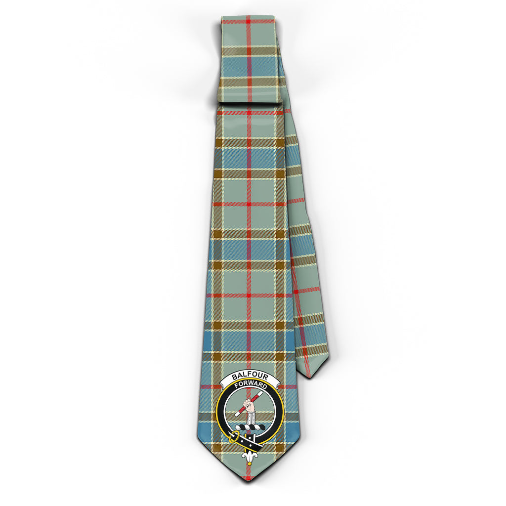 Balfour Blue Tartan Classic Necktie with Family Crest - Tartanvibesclothing