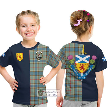 Balfour Blue Tartan Kid T-Shirt with Scottish Lion Royal Arm Half Style