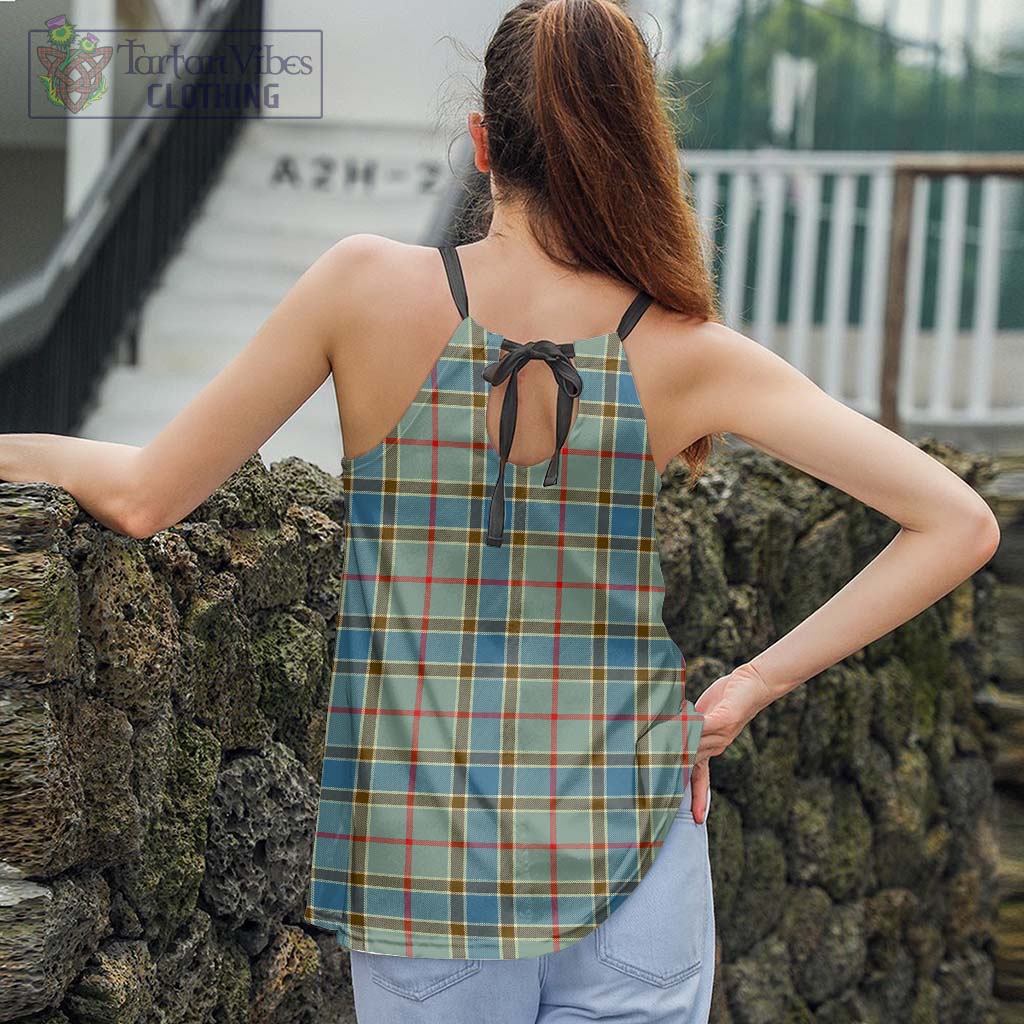 Tartan Vibes Clothing Balfour Blue Tartan Loose Halter Neck Camisole