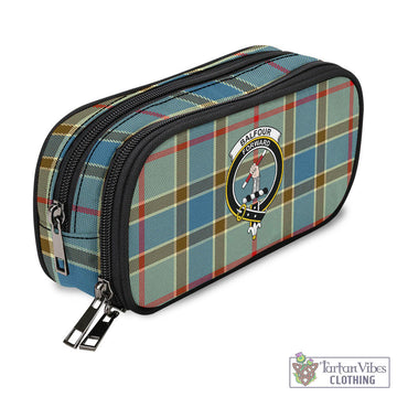 Balfour Blue Tartan Pen and Pencil Case with Family Crest