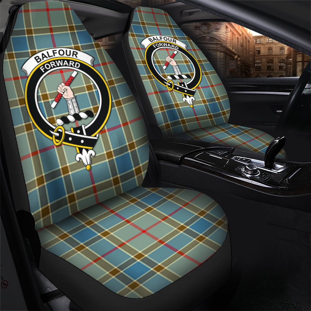 Balfour Blue Tartan Car Seat Cover with Family Crest - Tartanvibesclothing
