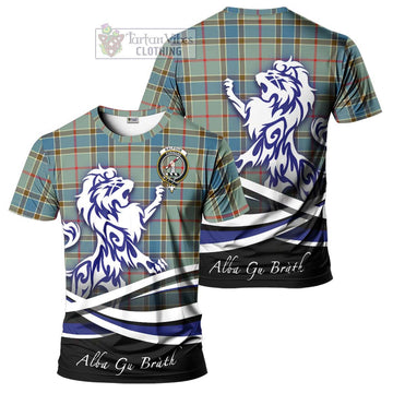 Balfour Blue Tartan Cotton T-shirt with Alba Gu Brath Regal Lion Emblem