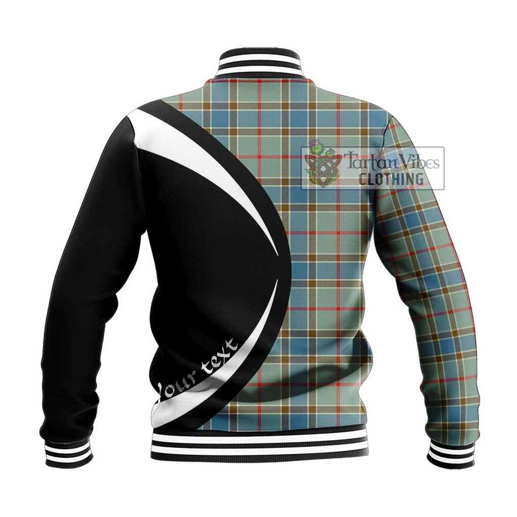 Balfour Blue Tartan Baseball Jacket with Family Crest Circle Style - Tartan Vibes Clothing