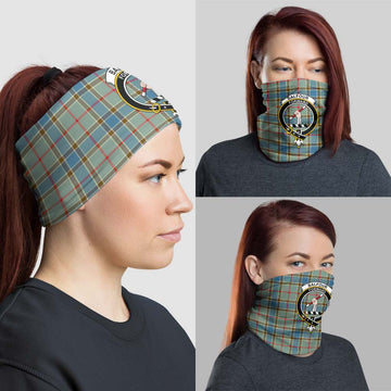 Balfour Blue Tartan Neck Gaiters, Tartan Bandanas, Tartan Head Band with Family Crest