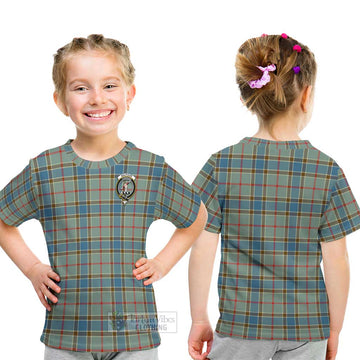 Balfour Blue Tartan Kid T-Shirt with Family Crest