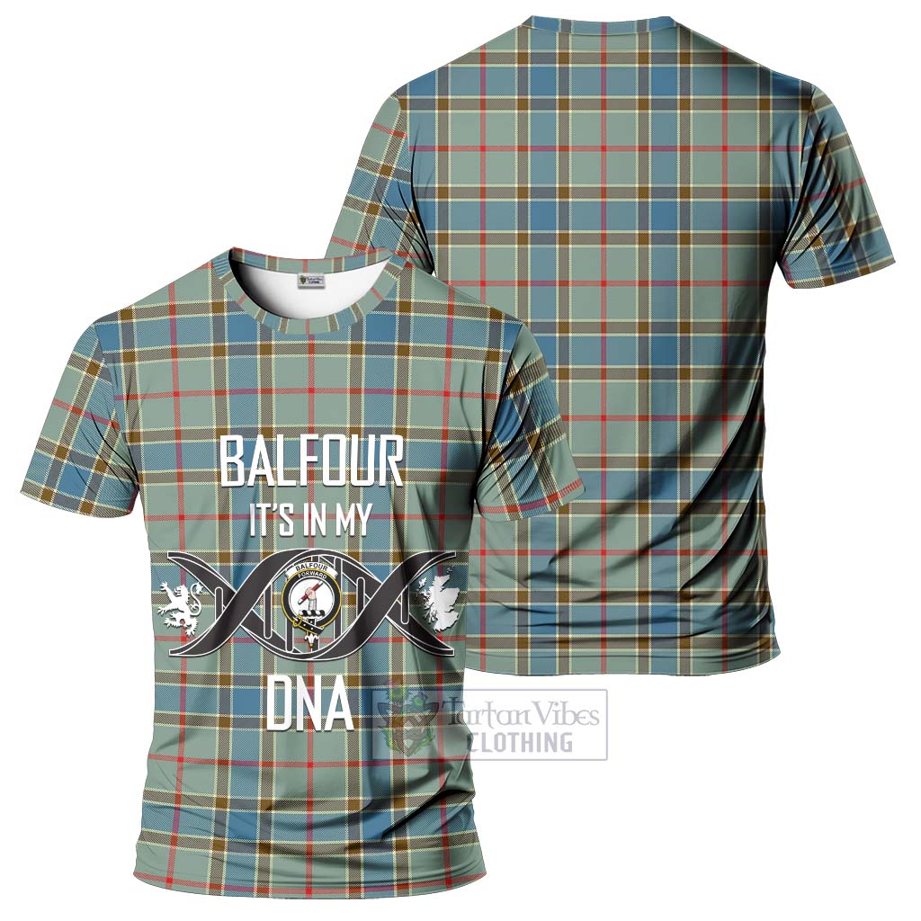 Tartan Vibes Clothing Balfour Blue Tartan T-Shirt with Family Crest DNA In Me Style