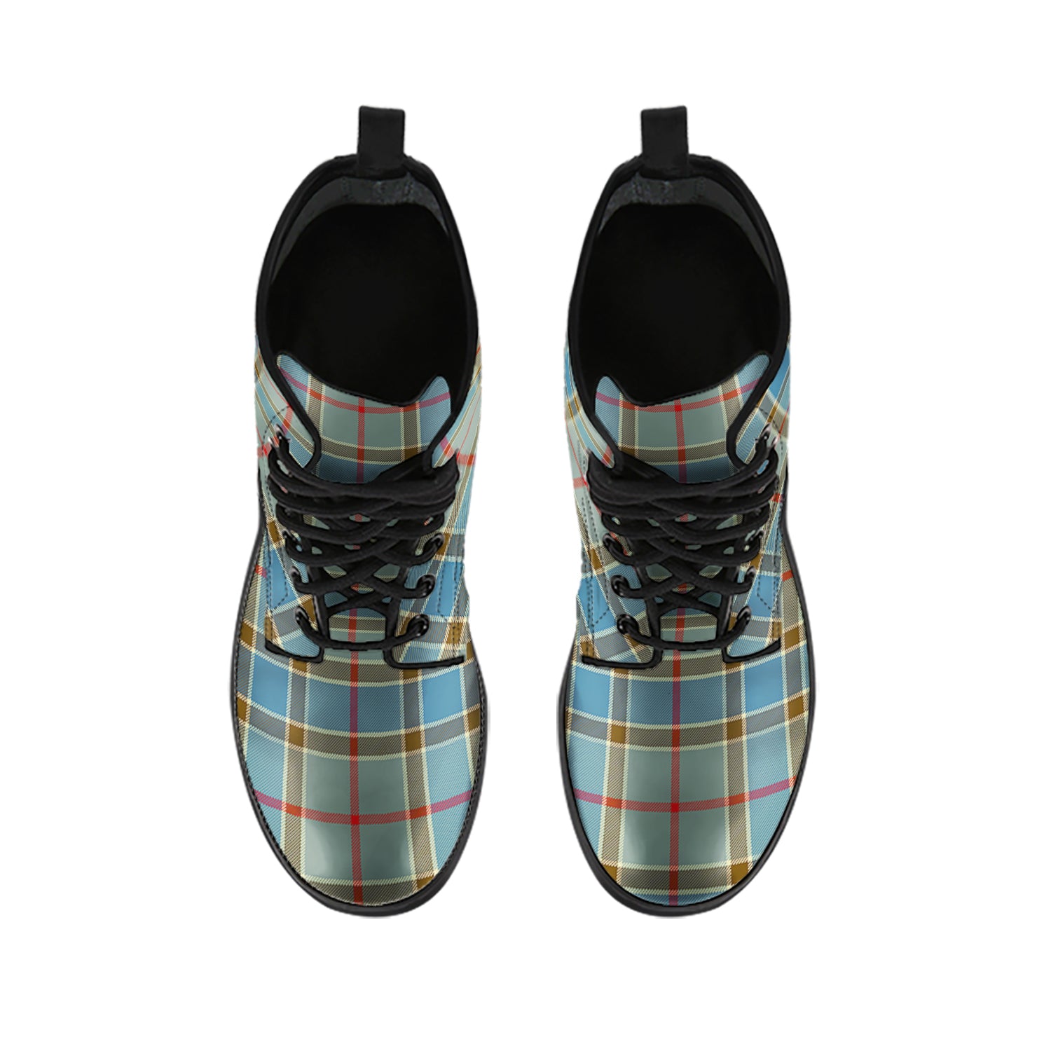 Balfour Blue Tartan Leather Boots - Tartanvibesclothing