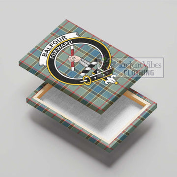 Balfour Blue Tartan Canvas Print Wall Art with Family Crest