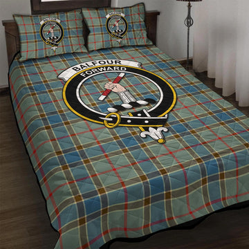 Balfour Blue Tartan Quilt Bed Set with Family Crest