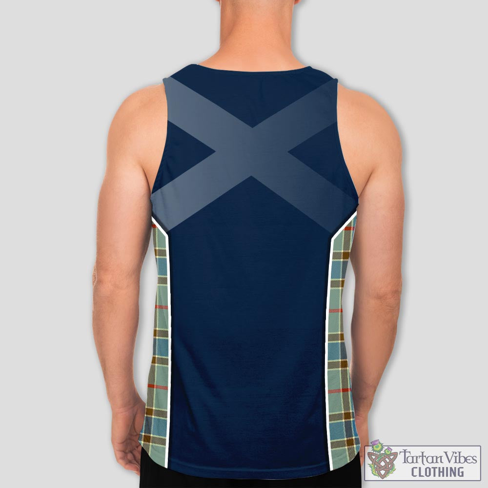 Tartan Vibes Clothing Balfour Blue Tartan Men's Tanks Top with Family Crest and Scottish Thistle Vibes Sport Style