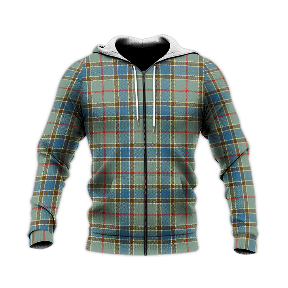 Balfour Blue Tartan Knitted Hoodie Unisex Knitted Zip Hoodie - Tartanvibesclothing