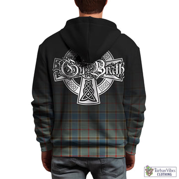 Balfour Blue Tartan Hoodie Featuring Alba Gu Brath Family Crest Celtic Inspired