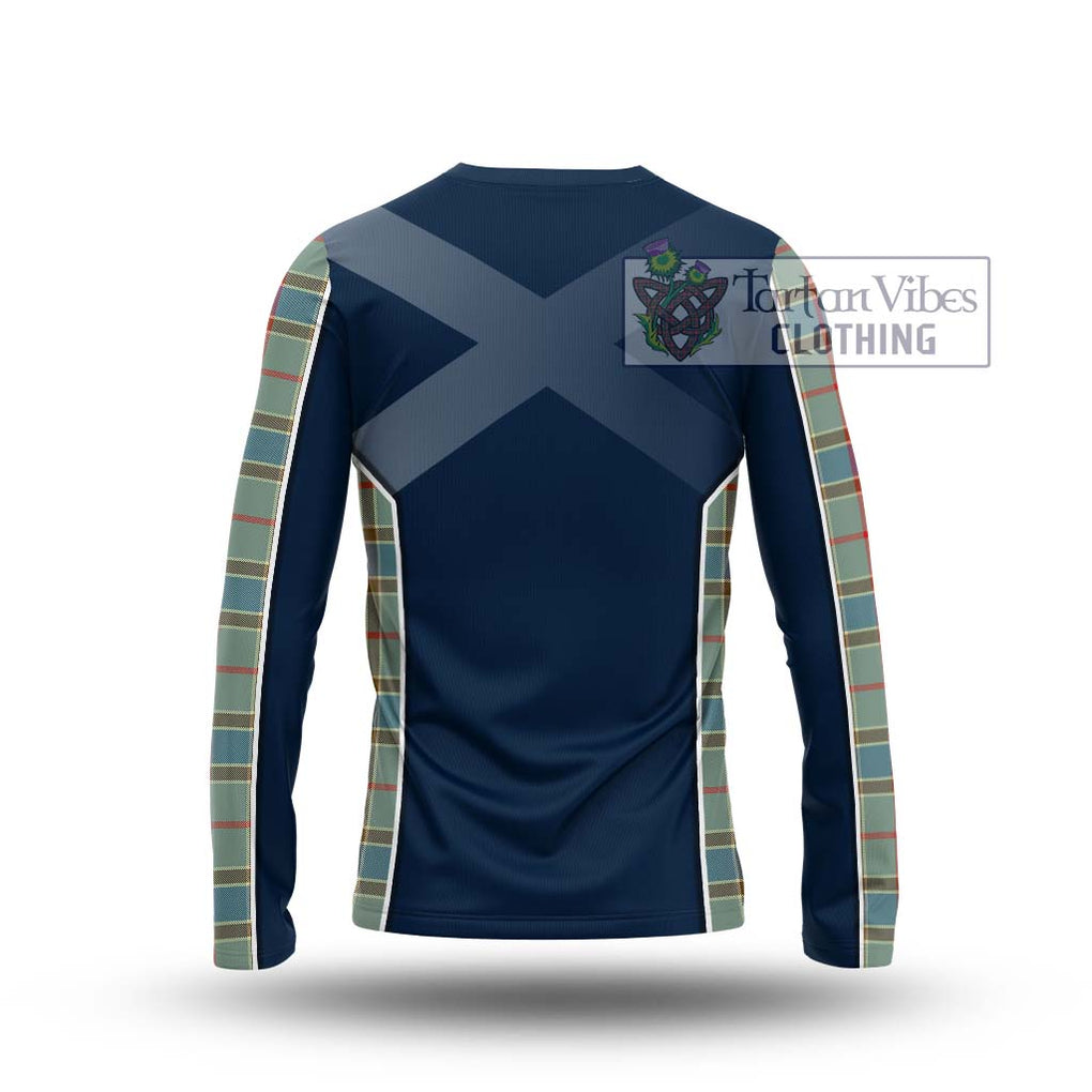 Balfour Blue Tartan Long Sleeve T-Shirt with Family Crest and Lion Rampant Vibes Sport Style - Tartan Vibes Clothing