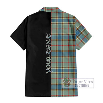 Balfour Blue Tartan Short Sleeve Button Shirt with Family Crest and Half Of Me Style