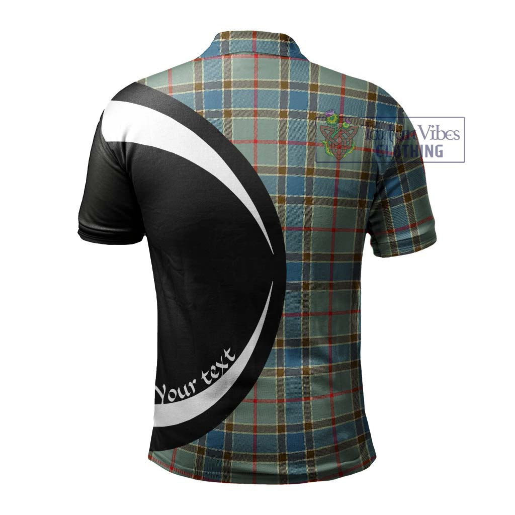 Tartan Vibes Clothing Balfour Blue Tartan Men's Polo Shirt with Family Crest Circle Style