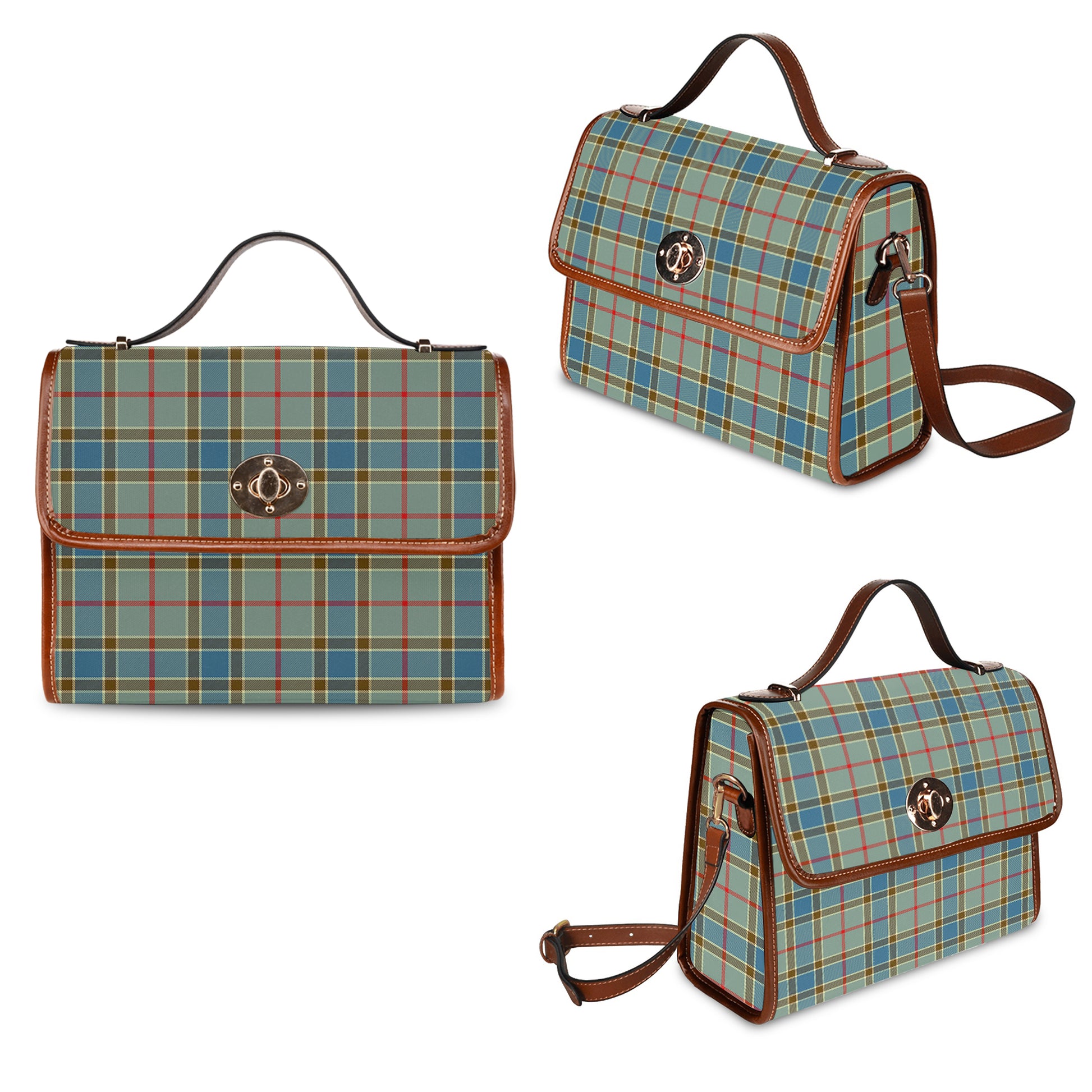 Balfour Blue Tartan Leather Strap Waterproof Canvas Bag - Tartanvibesclothing