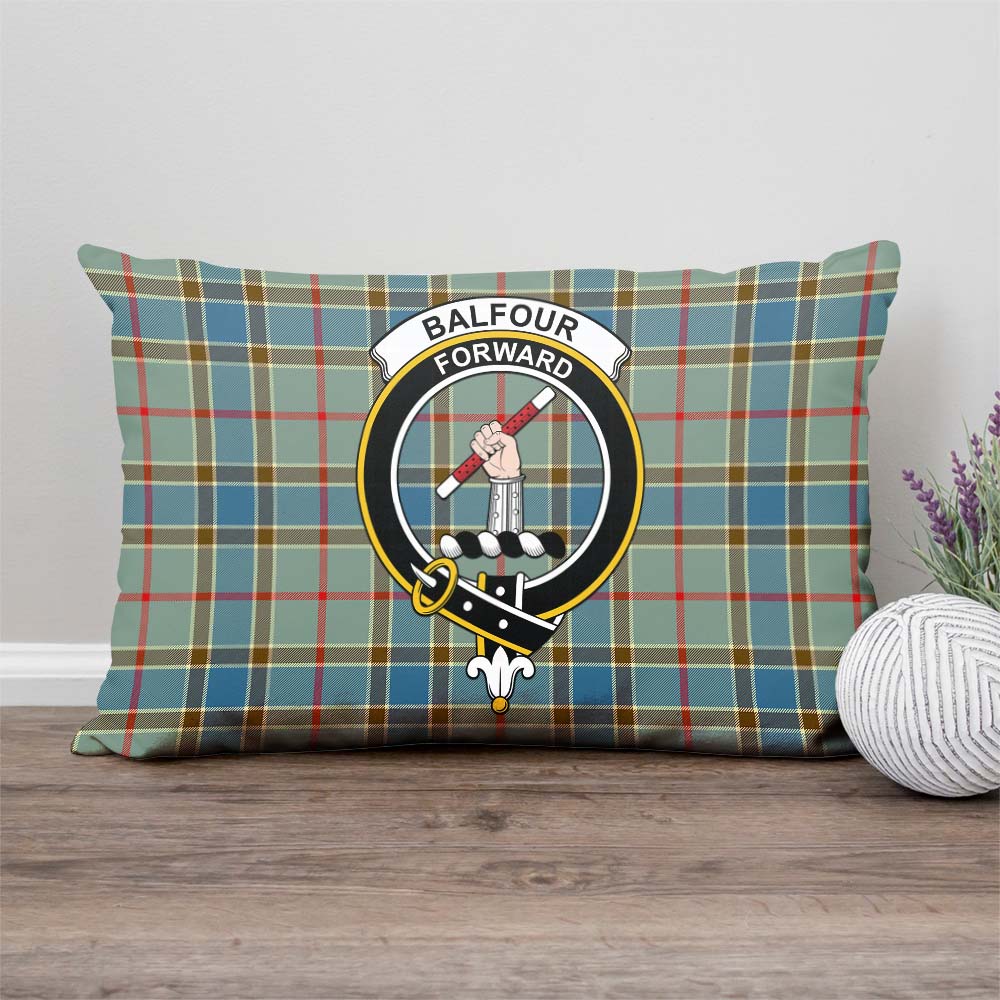 Balfour Blue Tartan Pillow Cover with Family Crest Rectangle Pillow Cover - Tartanvibesclothing